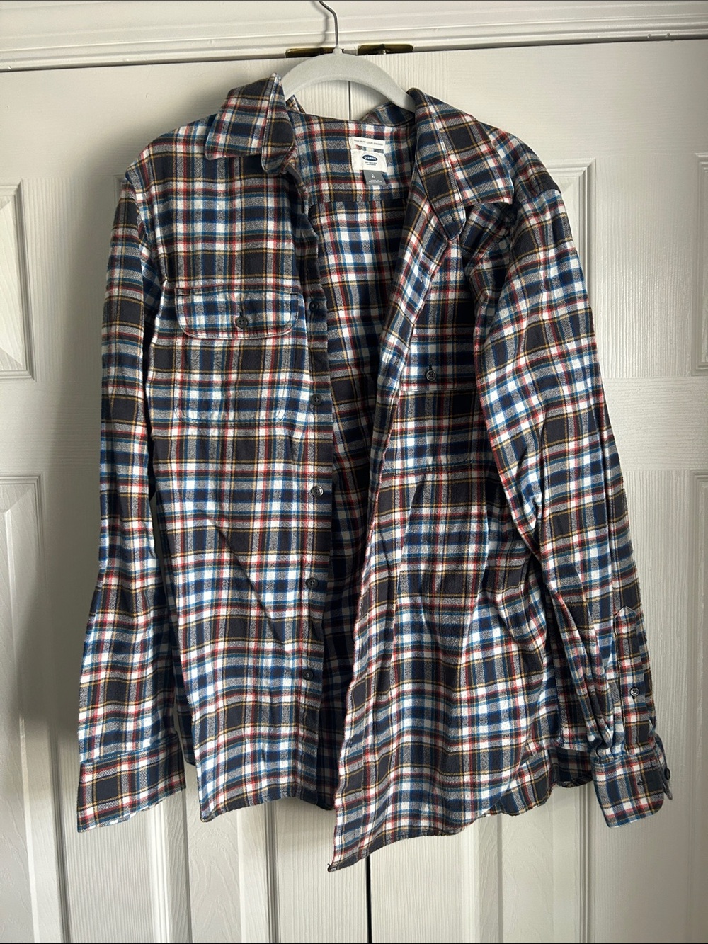 Old Navy Plaid Lightweight Shirt Jacket in Blue, Brown & White
